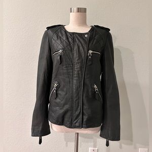 Isabel Marant Etoile Kady Dark Green Quilted Lambskin leather Jacket Biker US 8